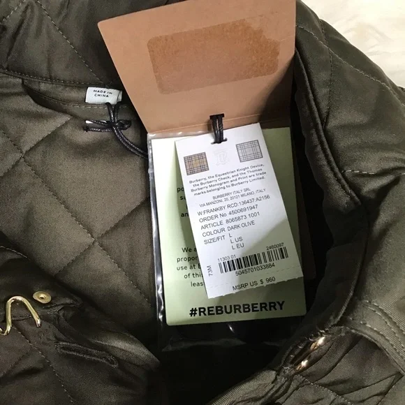 Burberry quilted jacket nwt